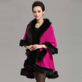 Faux Fox Fur Collar Cape Shawl