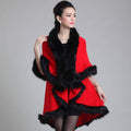 Faux Fox Fur Collar Cape Shawl