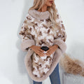 Pullover Leopard Print Knitted Cloak