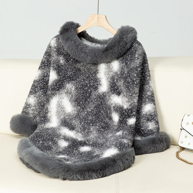 Pullover Leopard Print Knitted Cloak