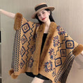 Fur Ball Shawl Cape Cloak