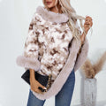 Pullover Leopard Print Knitted Cloak