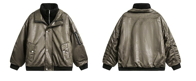 Suede Bomber padded Leather Jacket