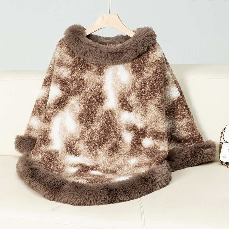 Pullover Leopard Print Knitted Cloak