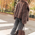 Long Sleeves Plush Brown Jacket