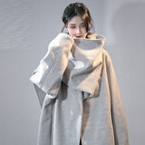 One-shoulder Scarf  Loose Leisure Long Coat