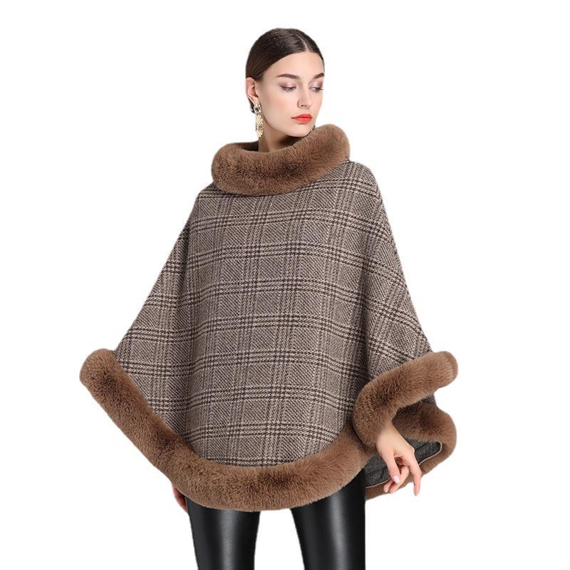 Fur Collar Shawl Cape Loose Pullover