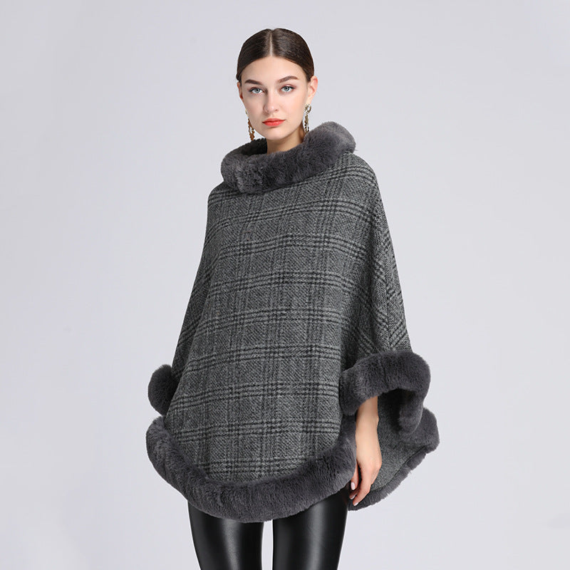 Fur Collar Shawl Cape Loose Pullover