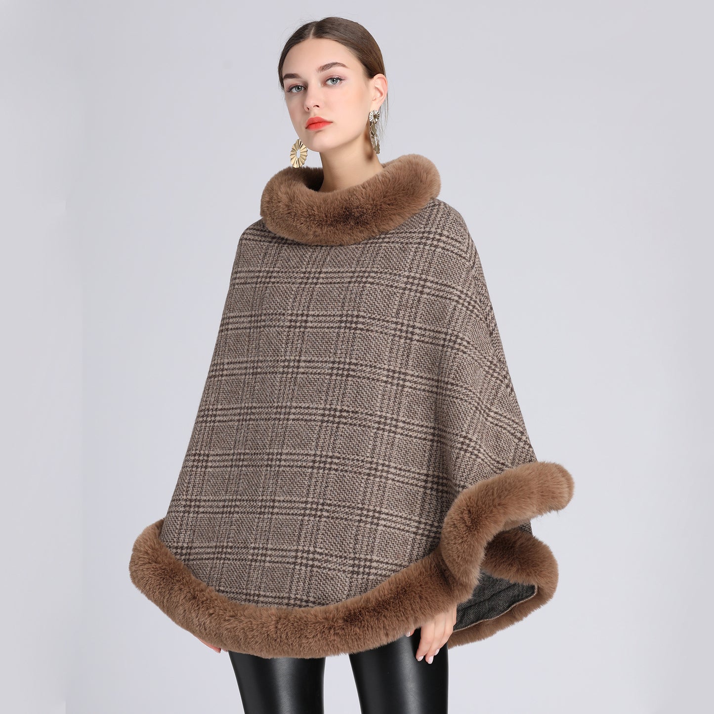 Fur Collar Shawl Cape Loose Pullover