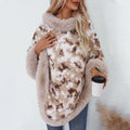 Pullover Leopard Print Knitted Cloak