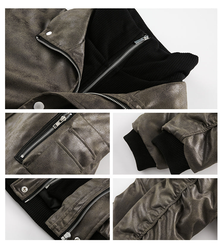 Suede Bomber padded Leather Jacket